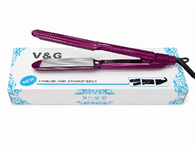 Picture of V&G V-7240A Curl Hair Straightener Crimper Iron With Temperature Control (Original) - Maroon