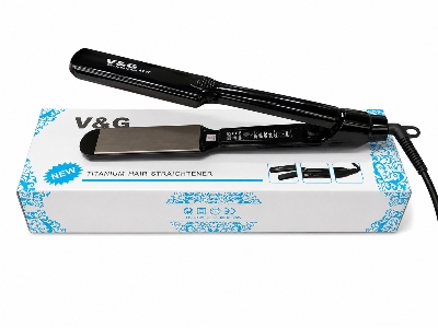 Picture of V&G V-7240 Flat Hair Straightener Flat Iron With Temperature (Black) - Black