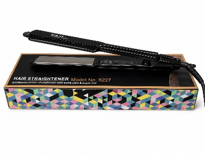Picture of V&G V-8227L Flat Hair Straightener Flat Iron With Temperature (Black) - Black