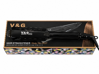 Picture of V&G V-8227L Flat Hair Straightener Flat Iron With Temperature (Black) - Black