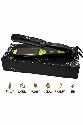 Picture of V&G V-8250 Flat Hair Straightener Flat Iron With Temperature (Black) - Black