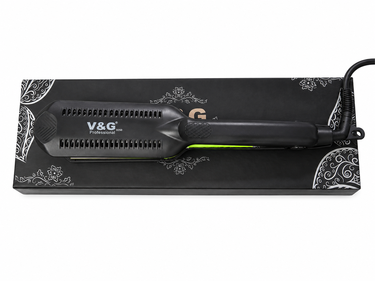 Picture of V&G V-8250 Flat Hair Straightener Flat Iron With Temperature (Black) - Black