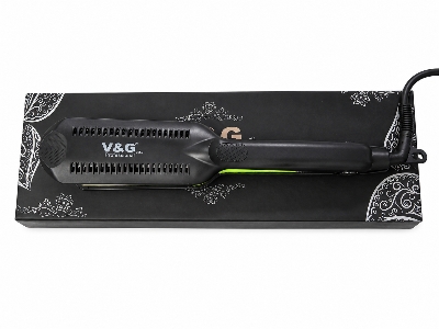 Picture of V&G V-8250 Flat Hair Straightener Flat Iron With Temperature (Black) - Black