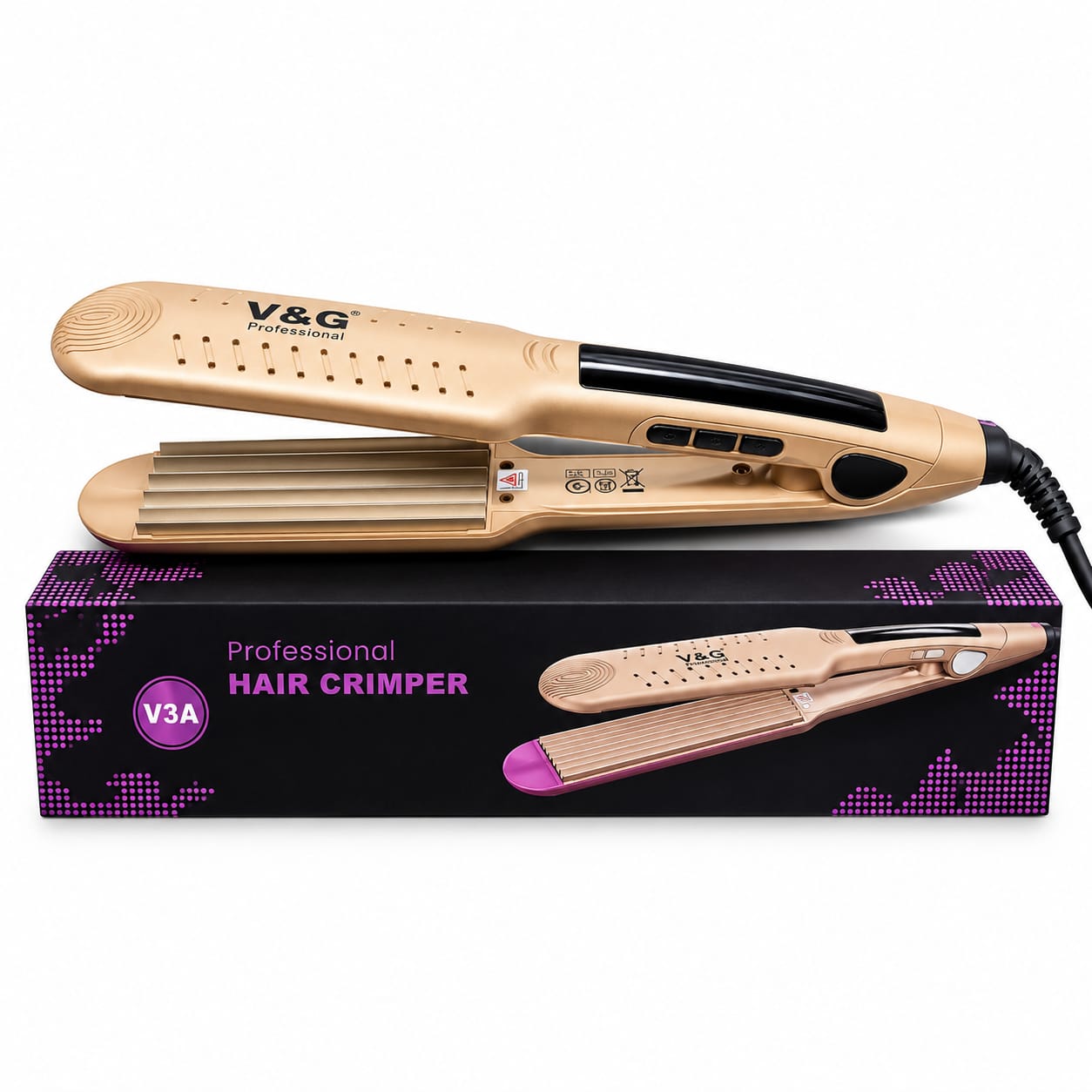 Picture of V&G V3A Professional Hair Crimper For Women - Gold