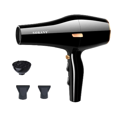 Picture of SOKANY SK-2225 - Air Blower Ionic Hair Dryer, 3000 W Power, 2 Speeds, 2 Temperature Settings, Diffuser and Styling Head - Black