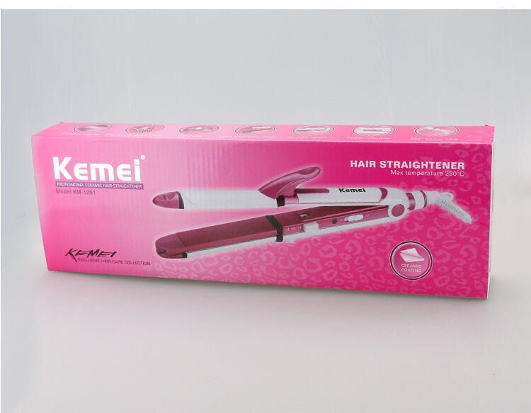 Picture of Kemei KM-1291 Professional Ceramic Coating 3-in-1 Hair Iron Curler & Hair Styling Tool - Pink
