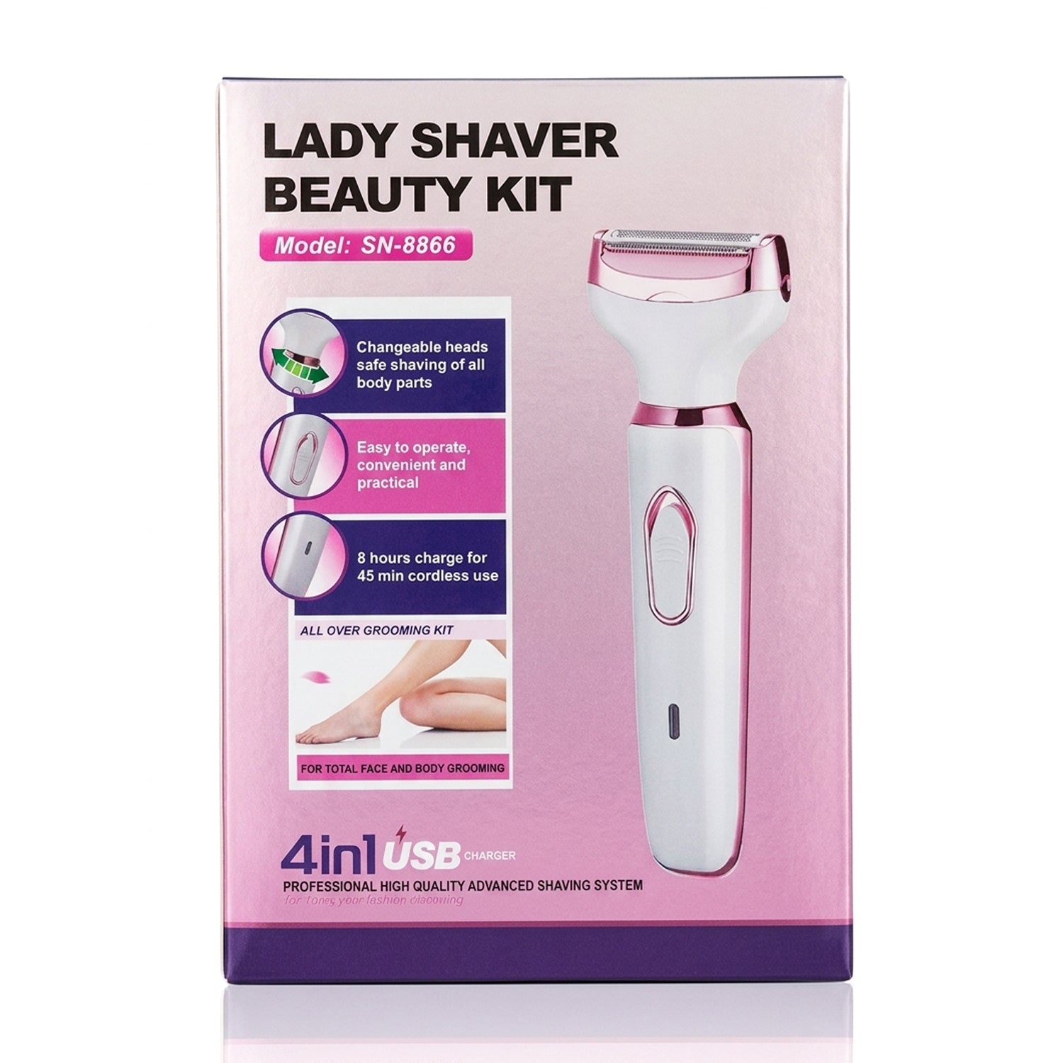 Picture of SN-8866 Profession Lady Shaver Beauty Kit 4-in-1 - Pink