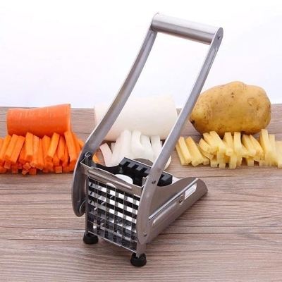 Picture of Stainless Steel French Fry & Vegetable Cutter with Non-Slip Base-Silver