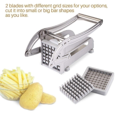 Picture of Stainless Steel French Fry & Vegetable Cutter with Non-Slip Base-Silver