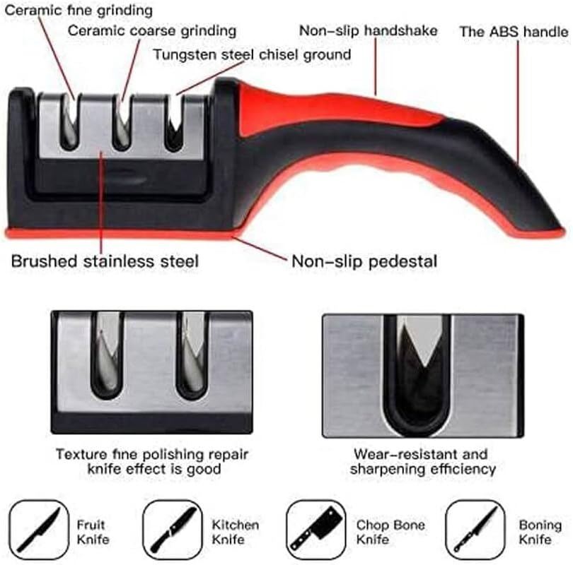 Picture of 3-in-1 Manual Knife Sharpener for Steel & Ceramic Knives