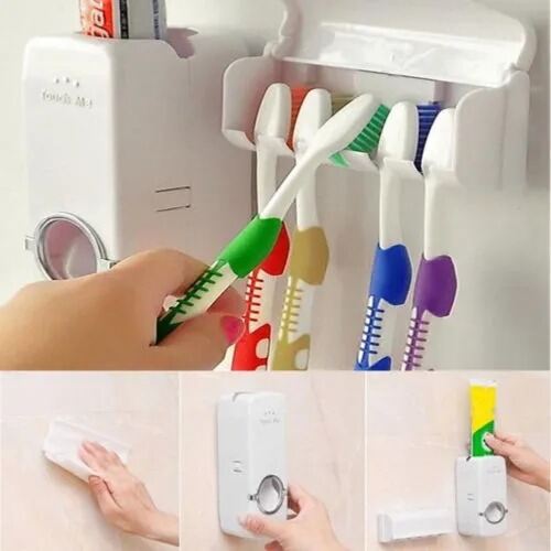 Picture of Wall-Mounted Automatic Toothpaste Dispenser & Toothbrush Holder Set