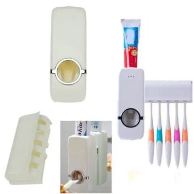 Picture of Wall-Mounted Automatic Toothpaste Dispenser & Toothbrush Holder Set