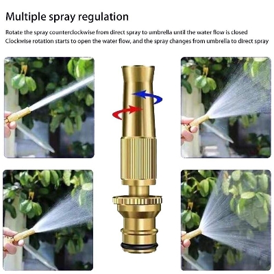 Picture of High-Pressure Adjustable Copper Water Spray Gun-Golden