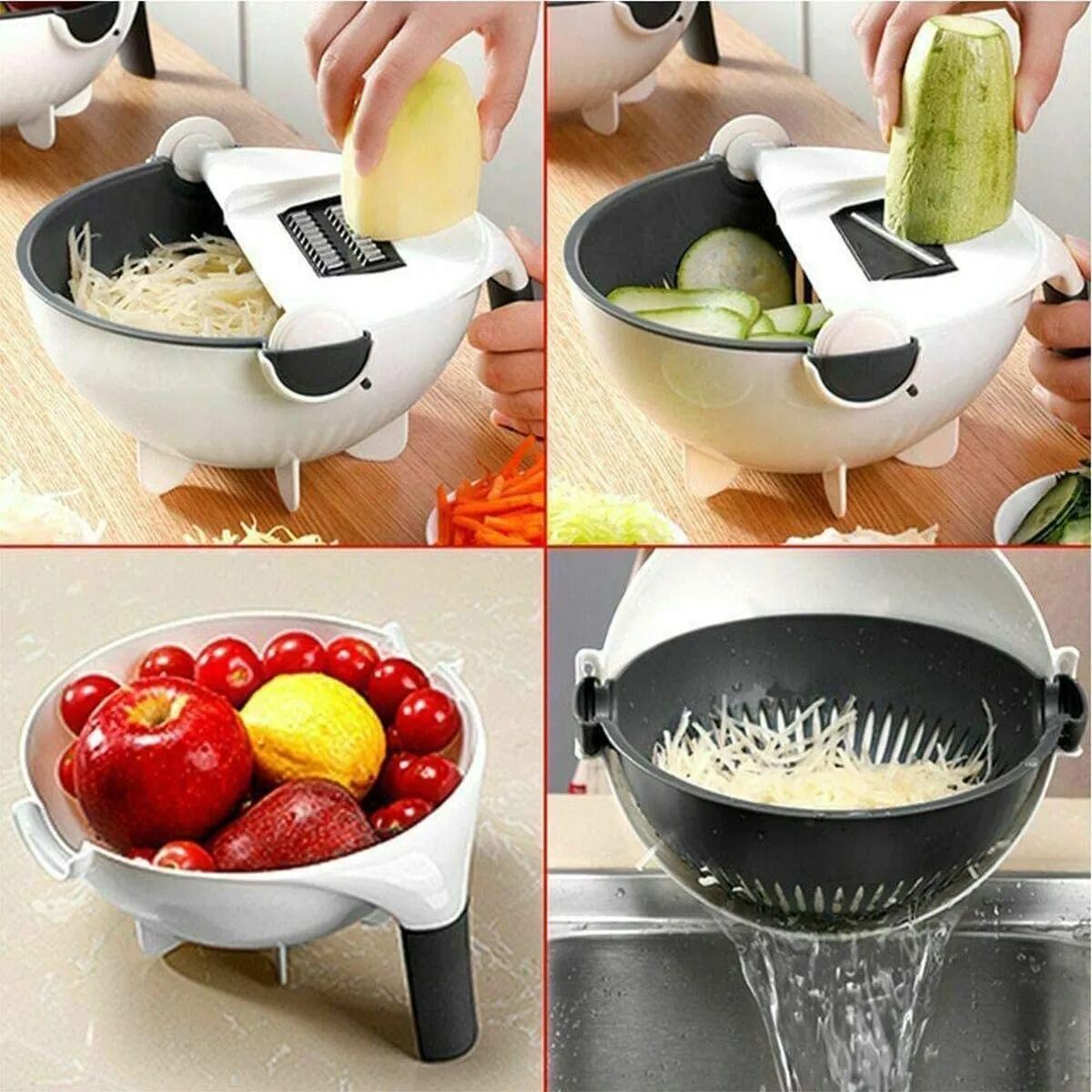 Picture of 9-in-1 Rotating Vegetable Cutter & Spiralizer Set-White