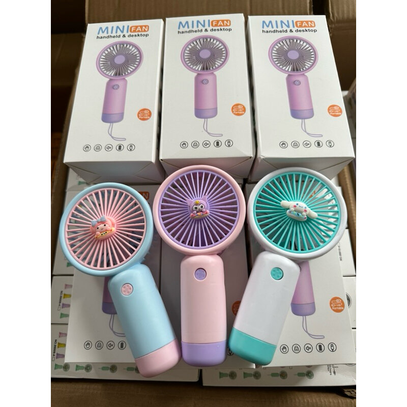 Picture of USB Rechargeable Mini Handheld & Desktop Fan with Lanyard-Multicolor