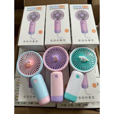 Picture of USB Rechargeable Mini Handheld & Desktop Fan with Lanyard-Multicolor