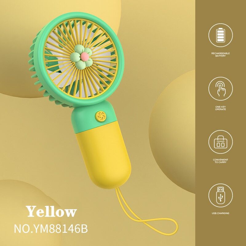 Picture of USB Rechargeable Mini Handheld & Desktop Fan with Lanyard-Multicolor