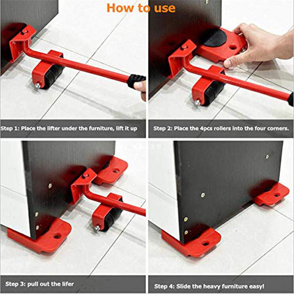 Picture of 5-Piece Heavy-Duty Furniture Moving & Lifting Tool Set-Red
