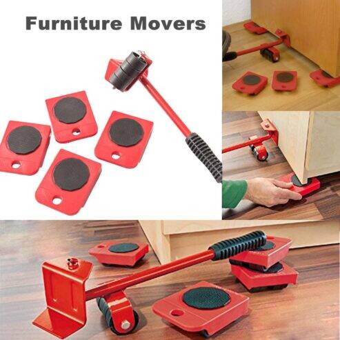 Picture of 5-Piece Heavy-Duty Furniture Moving & Lifting Tool Set-Red
