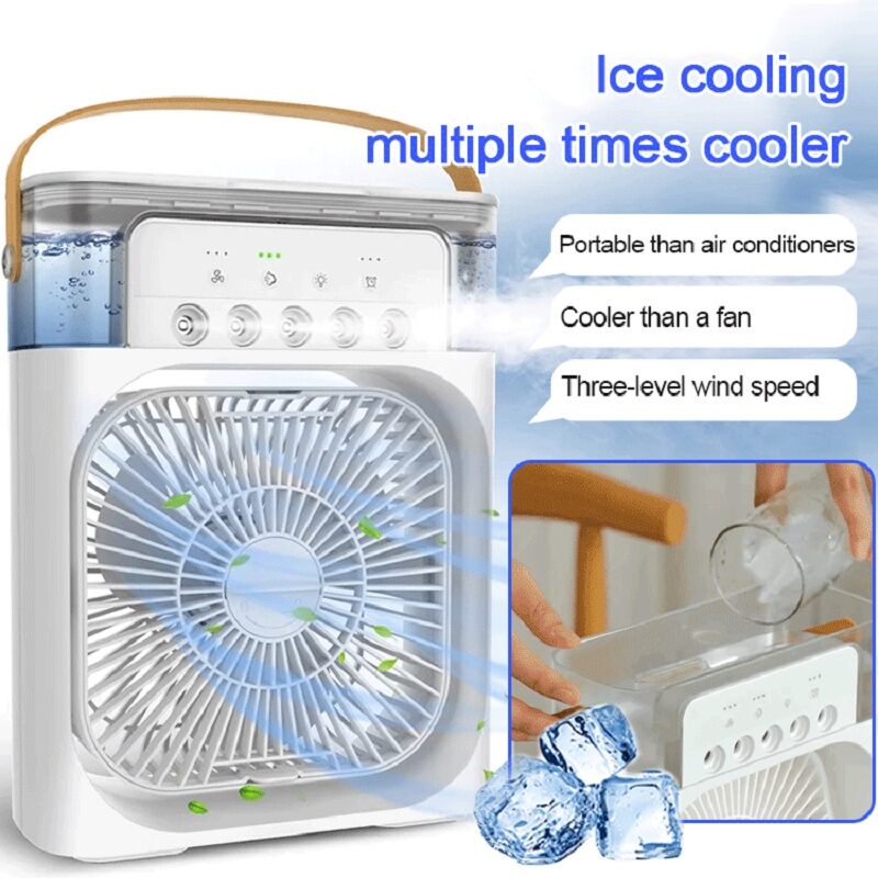 Picture of 3-in-1 Mini Air Cooler Fan & Humidifier with 7-Color LED and 600ml Tank-Multicolor