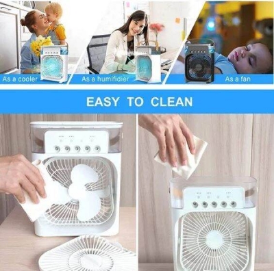 Picture of 3-in-1 Mini Air Cooler Fan & Humidifier with 7-Color LED and 600ml Tank-Multicolor