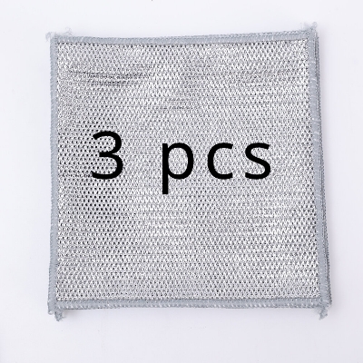 Picture of 3-Piece Reusable Kitchen Scrubbing Wire Rag Set-Silver