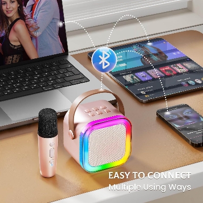 Picture of K-12 Bluetooth 5.3 RGB Karaoke Speaker with 1 Wireless Microphone-Multicolor