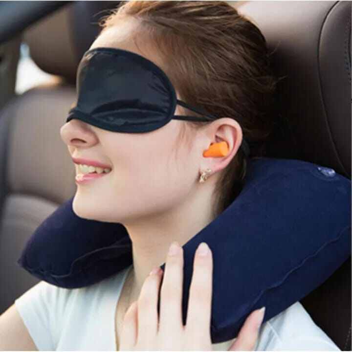 Picture of 3-in-1 Travel Pillow Set with Neck Pillow, Eye Mask & Ear Plugs-Multicolor