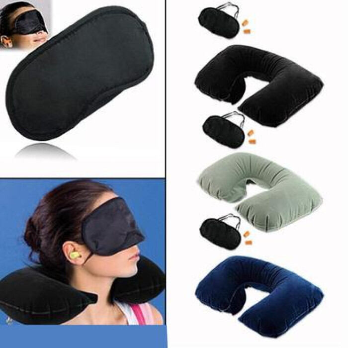 Picture of 3-in-1 Travel Pillow Set with Neck Pillow, Eye Mask & Ear Plugs-Multicolor