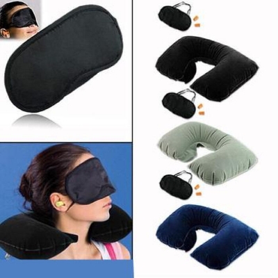 Picture of 3-in-1 Travel Pillow Set with Neck Pillow, Eye Mask & Ear Plugs-Multicolor