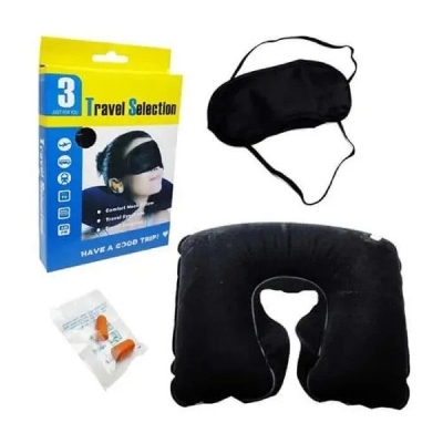 Picture of 3-in-1 Travel Pillow Set with Neck Pillow, Eye Mask & Ear Plugs-Multicolor