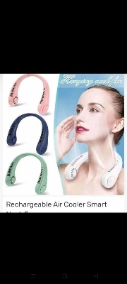 Picture of Rechargeable 4th Gen Neck Fan with LED Display and 3 Speeds-Multicolor