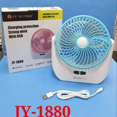 Picture of JY-1880 Rechargeable Mini Table Fan with LED Light-Multicolor