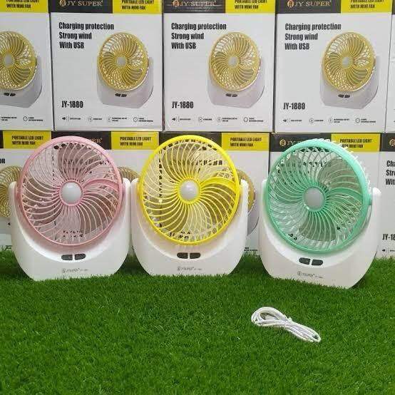Picture of JY-1880 Rechargeable Mini Table Fan with LED Light-Multicolor