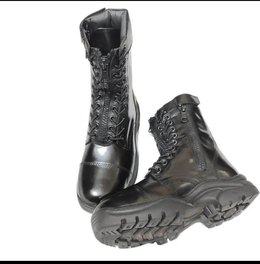 Picture of Heavy-Duty Tactical Combat Boots with Lace & Zip Closure-Black