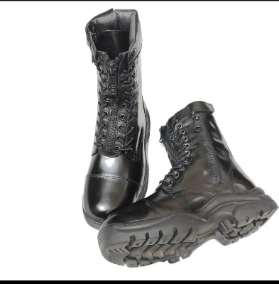 Picture of Heavy-Duty Tactical Combat Boots with Lace & Zip Closure-Black
