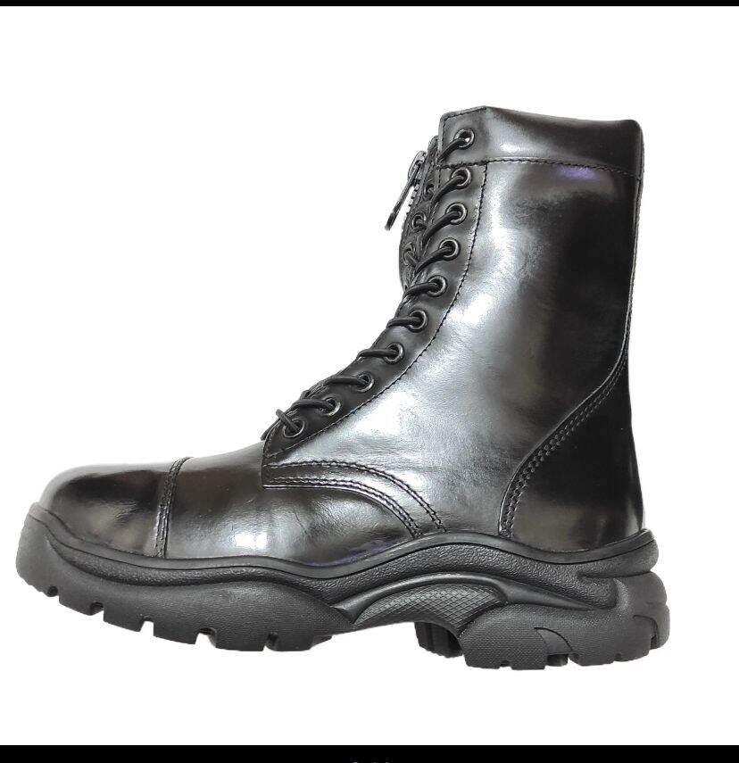 Picture of Heavy-Duty Tactical Combat Boots with Lace & Zip Closure-Black