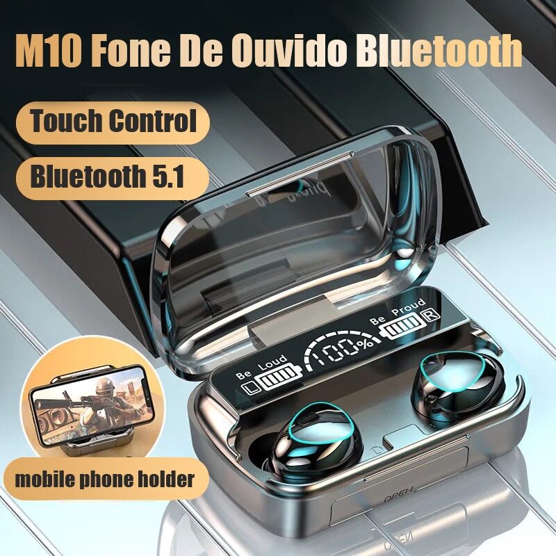 Picture of M10 TWS Bluetooth Earbuds with Digital Display & CVC 8.0 Noise Reduction-Black