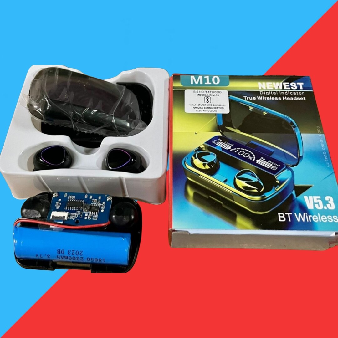 Picture of M10 TWS Bluetooth Earbuds with Digital Display & CVC 8.0 Noise Reduction-Black