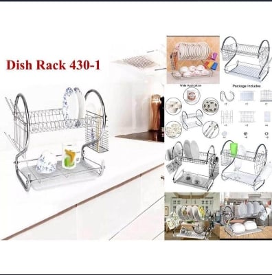 Picture of Stainless Steel 2-Tier Dish Drying Rack-Multicolor