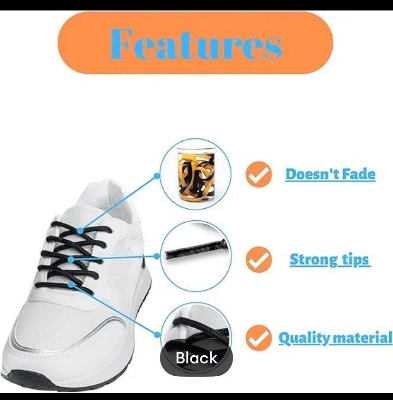 Picture of Round Black Shoelaces / Bootlaces-Black