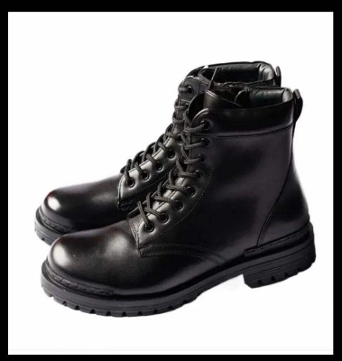 Picture of Men's Safety Leather Long Biker Boots-Black