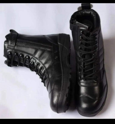Picture of Men's Safety Leather Long Biker Boots-Black