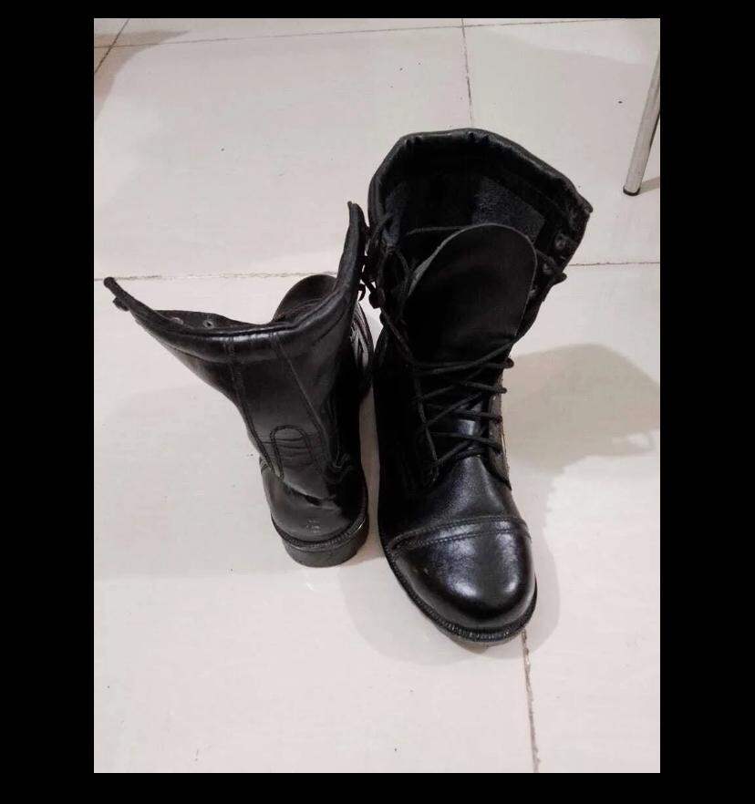 Picture of Men's Safety Leather Long Biker Boots-Black