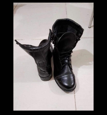 Picture of Men's Safety Leather Long Biker Boots-Black