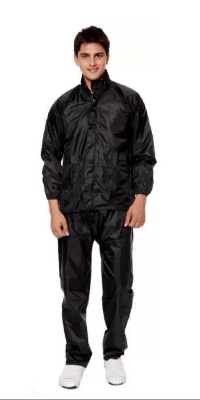 Picture of Waterproof 2-Piece Rider Rain Suit with Zip Bag-Black