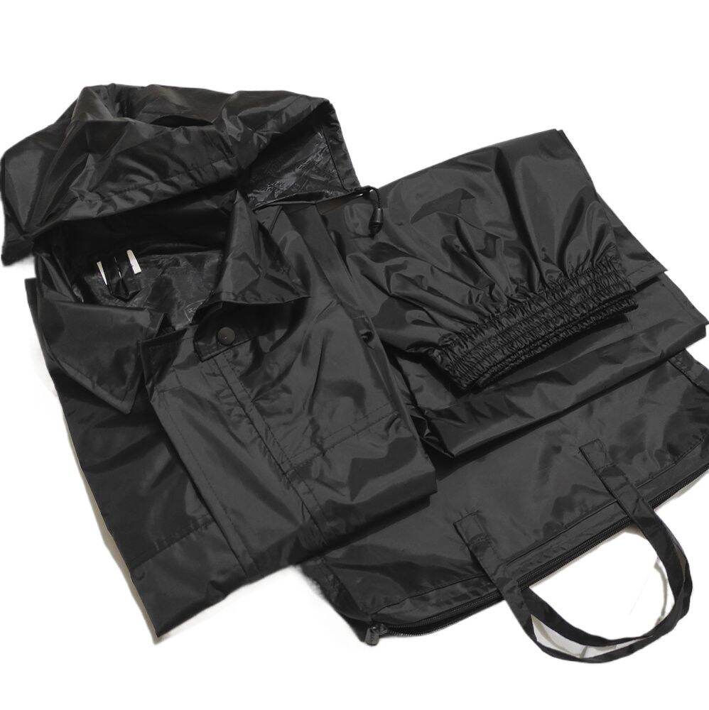 Picture of Waterproof 2-Piece Rider Rain Suit with Zip Bag-Black