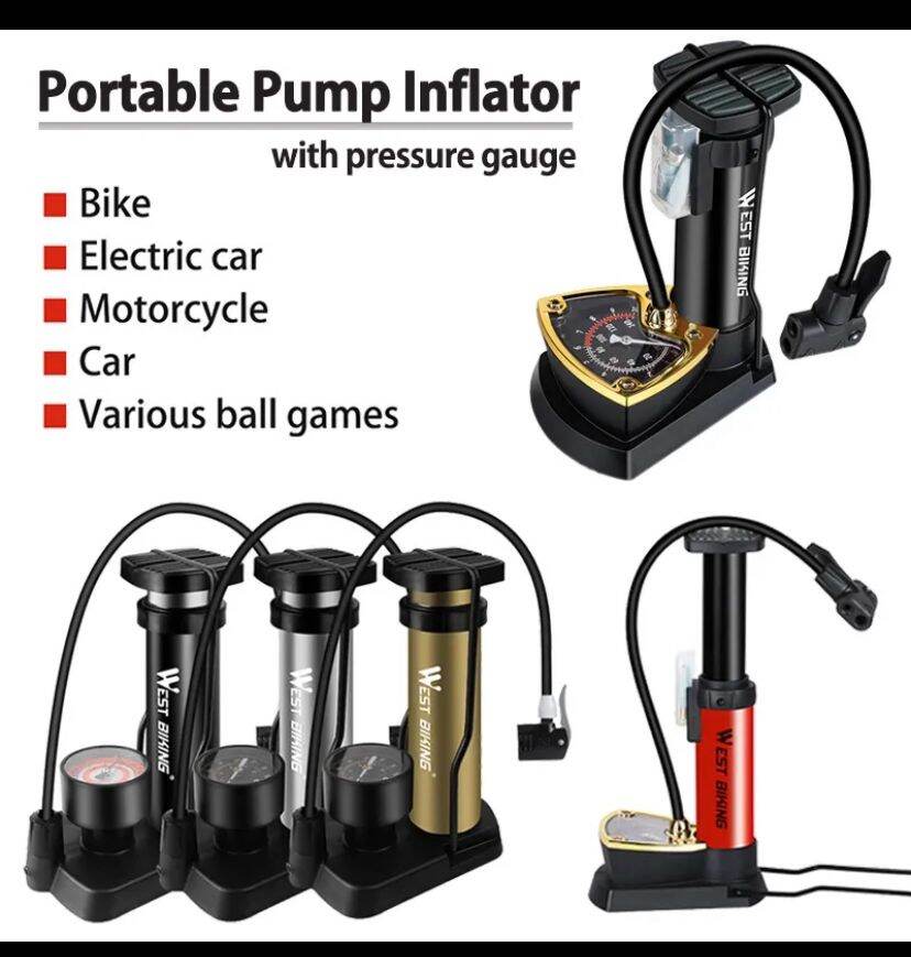 Picture of Portable Foot Pump with Dual-Purpose Nozzle for Bike & Car-Multicolor