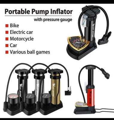 Picture of Portable Foot Pump with Dual-Purpose Nozzle for Bike & Car-Multicolor