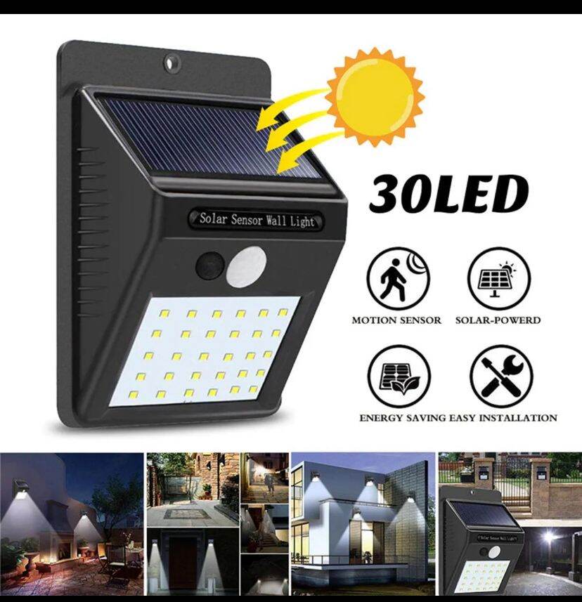 Picture of 30-LED Solar PIR Motion Sensor Security Light - 400LM-Black